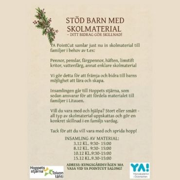 Reposted • @ya_pointcut PointCuts Adventskalender 🌟Lucka 1 🌟Givmildhet❤ #yaösterbotten