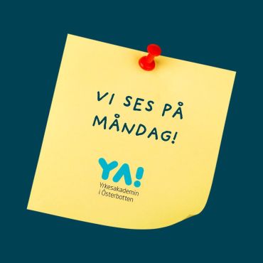 🤩 Vi ses på måndag!! 🤩

▪️Kl. 9:00 vid enheten i Vasa, i gymnastiksalen vid Campus Kungsgården, Kungsgårdsvägen 30 A

▪️Kl. 9:00 vid enheten i Närpes, i auditoriet, Ängskullsvägen 1

▪️Kl. 9:00 vid enheten i Pedersöre, Sursikvägen 41

▪️Kl. 9:00 vid enheten i Jakobstad, Campus Allegro, Köpmansgatan 10 – studerande inom visuell framställning 

▪️Kl. 10:00 vid enheten i Jakobstad, Campus Allegro, Kammarmusiksalen, Köpmansgatan 10 – studerande inom musik

👉 Mer info för nya studeranden finns här: www.yrkesakademin.fi/nyastuderande

👉 Kolla också gärna in vår studieguide på www.yrkesakademin.fi/studieguiden

#yaösterbotten #backtoschool