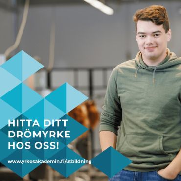 💎 Hitta ditt drömyrke hos oss! 💎

Du som går i åk 9 - den 17.2-17.3.2026 är det dags för gemensam ansökan till andra stadiet. Ta chansen att söka till en bransch du är intresserad av!

På YA kan du välja mellan många olika yrken - gå in och kolla utbudet på www.yrkesakademin.fi/utbildning

#yaösterbotten #hittadrömyrket #utbildningenfördig #gea2026