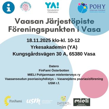 Imorgon 18.11 har vi besök av Föreningspunkten igen på Campus Kungsgården kl 10-12! Kom o säg hej! 🤗

#yaösterbotten